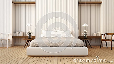 Loft and modern bedroom in white / 3D render image Stock Photo