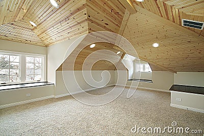 Loft in new construction home Stock Photo