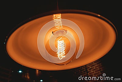 Loft pendant lamps with edison light bulbs Stock Photo