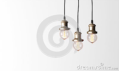 Loft pendant lamps with edison light bulbs. Stock Photo