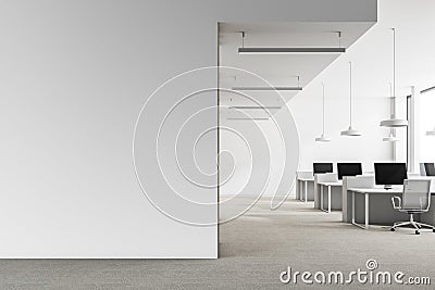 Loft white office interior, mock up wall Stock Photo