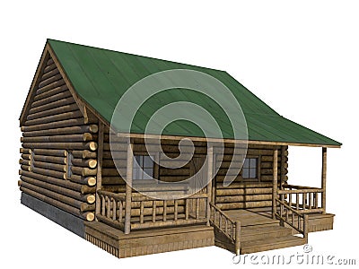 Log Cabin Cartoon Illustration