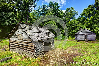 Log Cabins in the Great Smoky Mountains Stock Photo