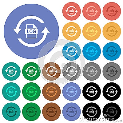Log file rotation round flat multi colored icons Vector Illustration