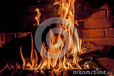 Log in fire Stock Photo