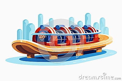 Log Flume amusement ride vector flat isolated illustration Vector Illustration