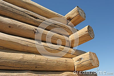 Log home under construction Stock Photo