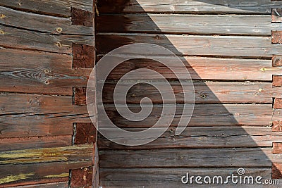 Log masonry. Corner of the log cabin made of logs Stock Photo