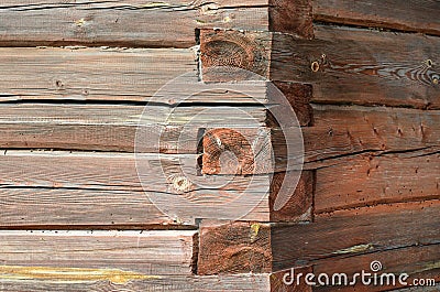 Log masonry. Corner of the log cabin made of logs Stock Photo