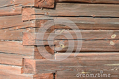 Log masonry. Corner of the log cabin made of logs Stock Photo