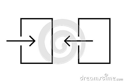 Log in and log out arrows set in square template. Isolated illustration of login and logout from account. Square frame Vector Illustration