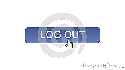 Log out web interface button clicked with mouse cursor violet color, application Stock Photo