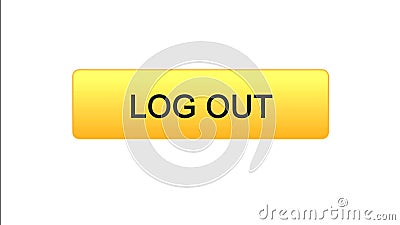 Log out web interface button orange color, internet site design, application Stock Photo