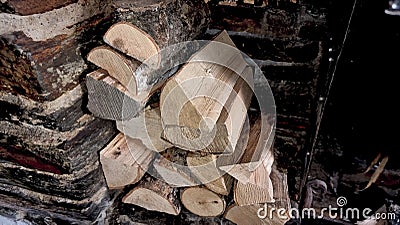 Log pile for a old Cornish Cottage open fire uk Stock Photo