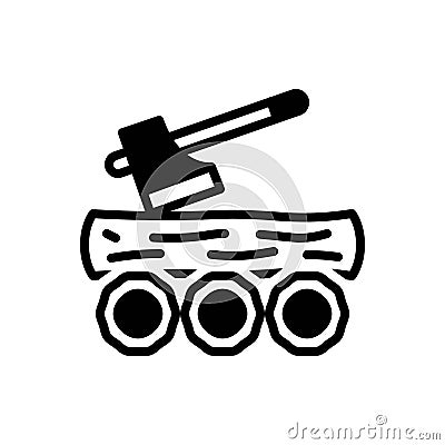 Black solid icon for Logged, lumber and firewood Stock Photo