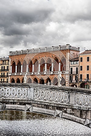 Loggia Amulea - Ancient Palace in Neo-Gothic style in Padua Italy Stock Photo