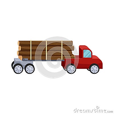 Logging truck logs icon, cartoon style Stock Photo