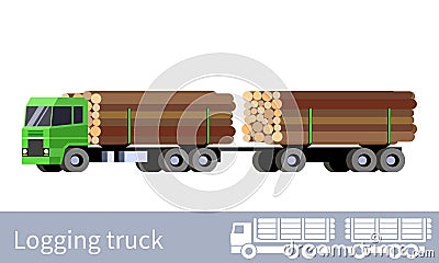 Logging truck with trailer Vector Illustration