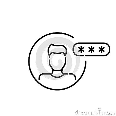 Logging into user account. Password protected male profile. Pixel perfect icon Vector Illustration