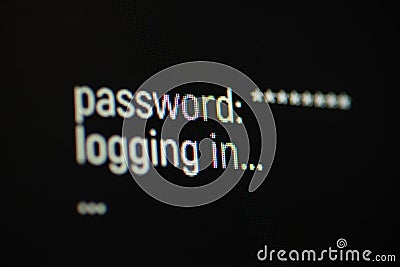 Logging in website, typing password and logging Stock Photo