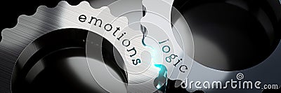 Logic, emotions - gears concept - 3D illustration Cartoon Illustration