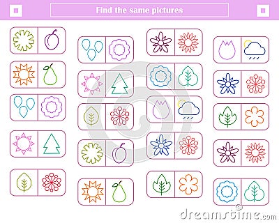 logic game for children. find and connect identical shapes Vector Illustration