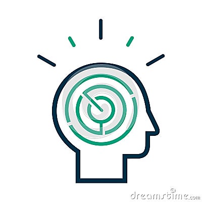 Logic games concept, creative thinking, head maze line icon Vector Illustration