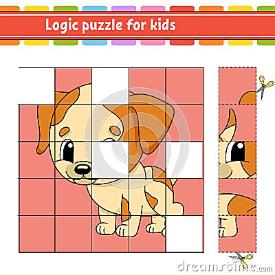 Logic puzzle for kids. Dog animal. Education developing worksheet. Learning game for children. Activity page. Simple flat isolated Vector Illustration