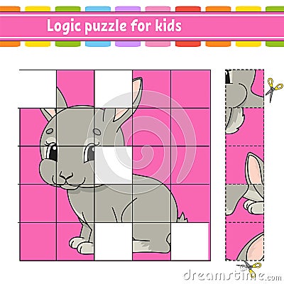 Logic puzzle for kids. Rabbit bunny animal. Education developing worksheet. Learning game for children. Activity page. Simple flat Vector Illustration