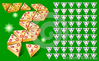 Logic Triominoes game with set of tiles. Vector Illustration