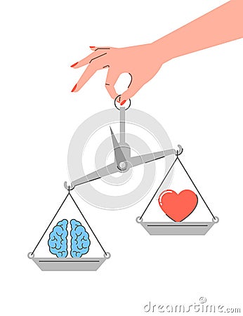 Logic vs emotions flat linear vector concept Vector Illustration