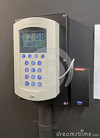 Logicaccess Digital Clock-in Clock-out Time Punch Tag Machine Employees Workers Tracking Schedule Clock Stamp Logistic Monitor Editorial Stock Photo