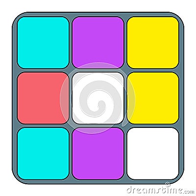 Logical combination cube puzzle toy with rotated sides, doodle style flat vector Vector Illustration