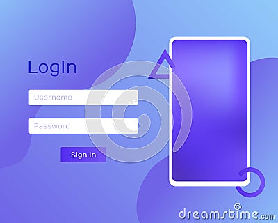 Login Application with Password via phone. Vector Illustration