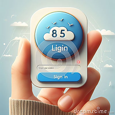 Login button A call to action button that prompts users to sig Stock Photo