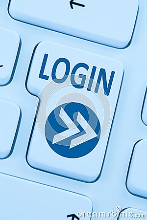 Login button submit blue computer online web Stock Photo