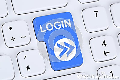 Login button submit on computer Stock Photo