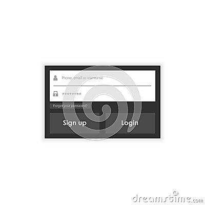 Login form menu with simple line icons. Website element for your web design. Eps10 vector illustration. Vector Illustration