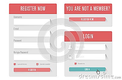 Login form in modern flat UI design Stock Photo