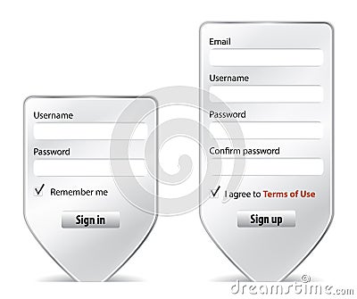 Login form website interface design element Vector Illustration