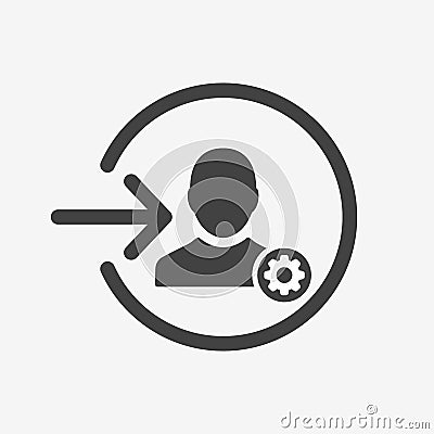 Login icon with settings sign. Login icon and customize, setup, manage, process symbol Vector Illustration