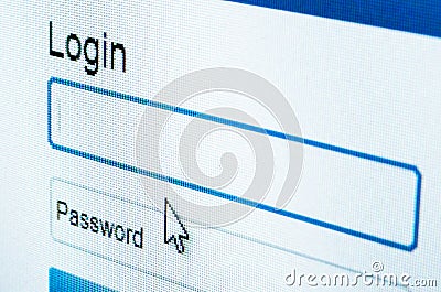 Login on LCD screen Stock Photo