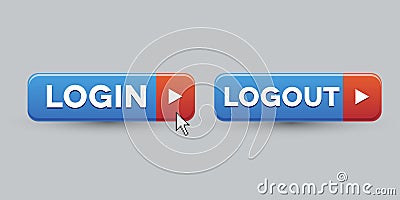 Login Logout button set Vector Illustration