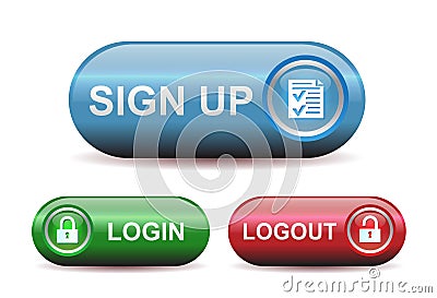 Login and Logout Buttons Vector Illustration