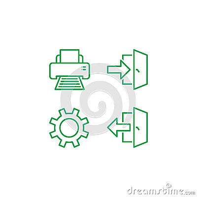 Login, Logout, Print, And Settings Icon Vector Isolated Stock Photo