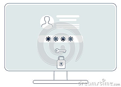 Login page on computer screen protected by password Stock Photo