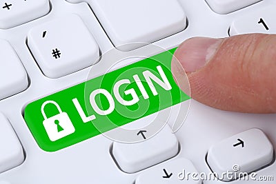 Login submit with password registration online on internet Stock Photo