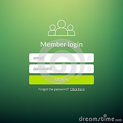 Login user interface. Sign in web element template window. Business website modern ui Vector Illustration