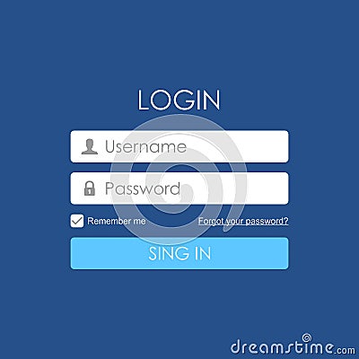 Login user interface. Sign in web element template window. For Website, Mobile, Computer, Application etc. Vector Illustration