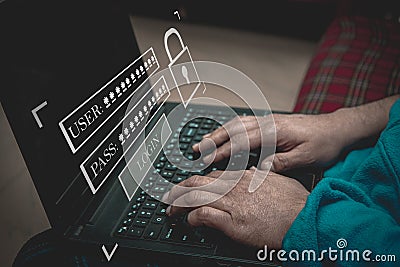 Login username and password from on internet security access or user sign registration menu for social media member verification Stock Photo